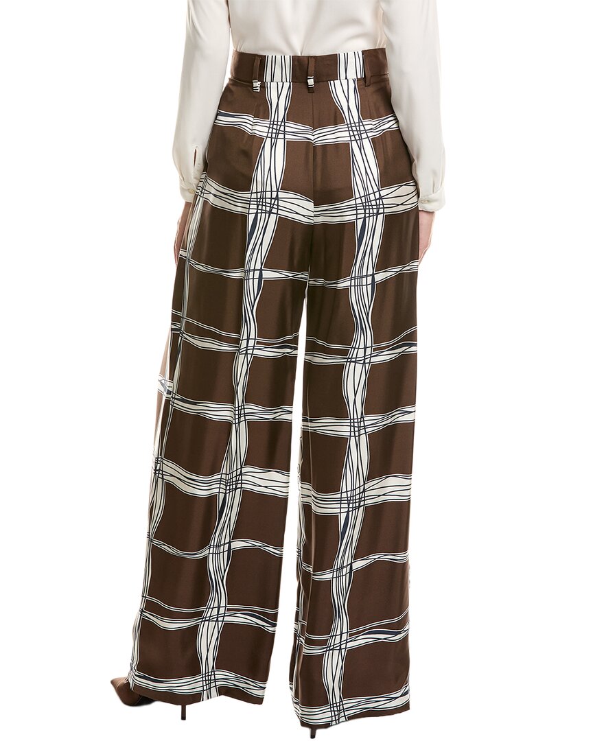 Oscar de la Renta Oscar De La Renta Wavy Plaid Silk Pant