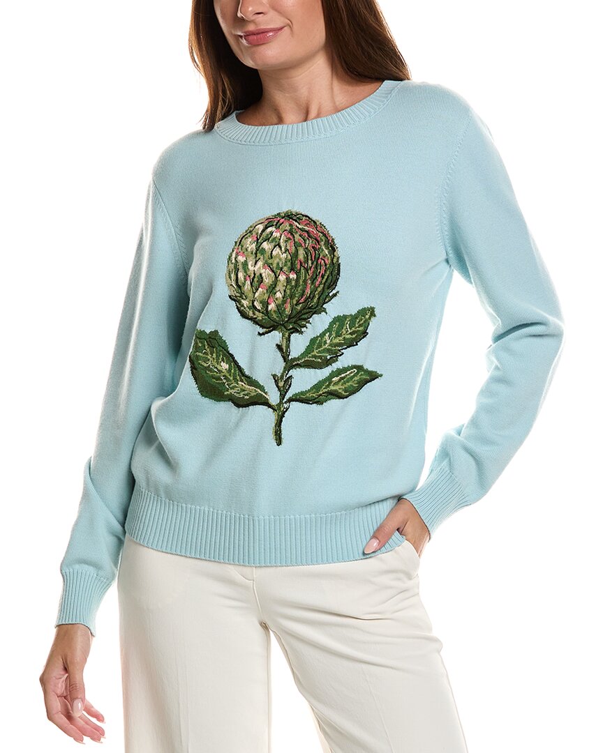 Oscar de la Renta Oscar De La Renta Artichoke Embroidered Jacquard Wool-Blend Sweater