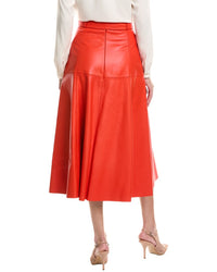 Oscar de la Renta Oscar De La Renta Silk-Lined A-Line Leather Skirt