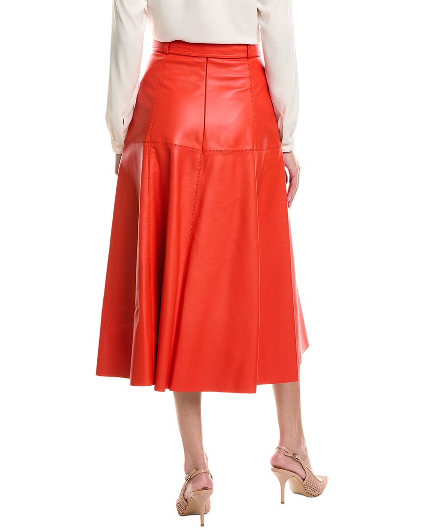 Oscar de la Renta Oscar De La Renta Silk-Lined A-Line Leather Skirt