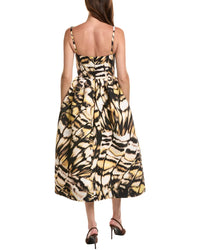 Oscar de la Renta Oscar De La Renta Sleeveless Bustier Detail Butterfly Silk-Lined Midi Dress
