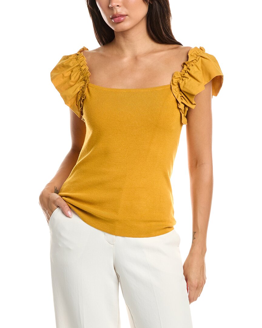T Tahari T Tahari Flutter Woven Sleeve Milano Pullover