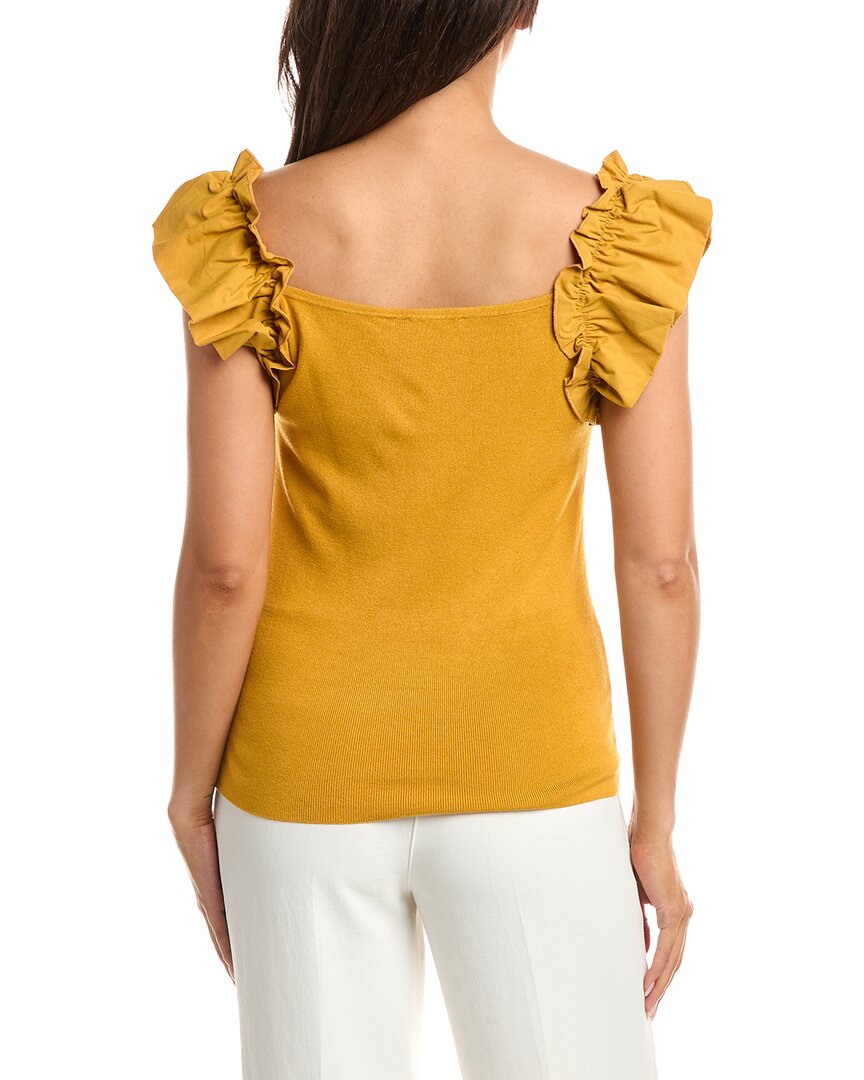 T Tahari T Tahari Flutter Woven Sleeve Milano Pullover