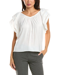 T Tahari T Tahari Flutter Sleeve Airflow Blouse