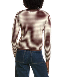 T Tahari T Tahari Crewneck Striped Cropped Cardigan