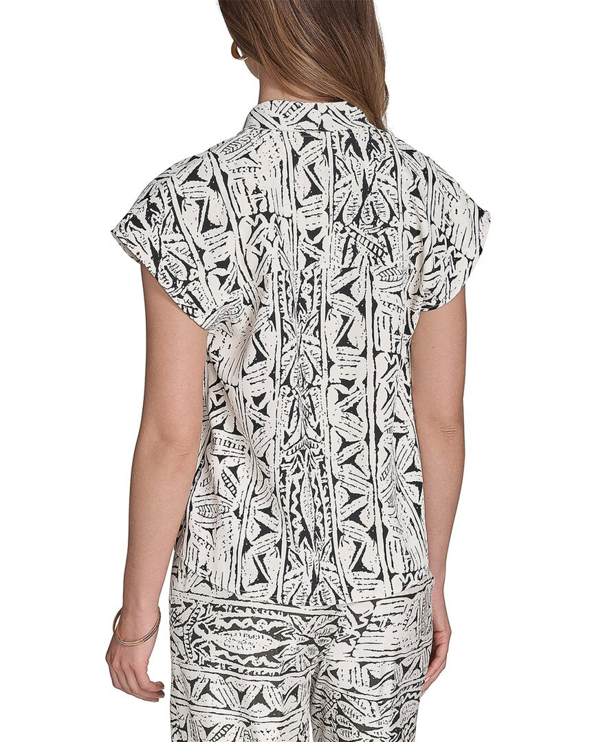 Halston Halston Printed V-Neck Top