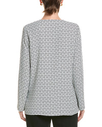 Halston Halston Logo Zip-Up V-Neck Blouse
