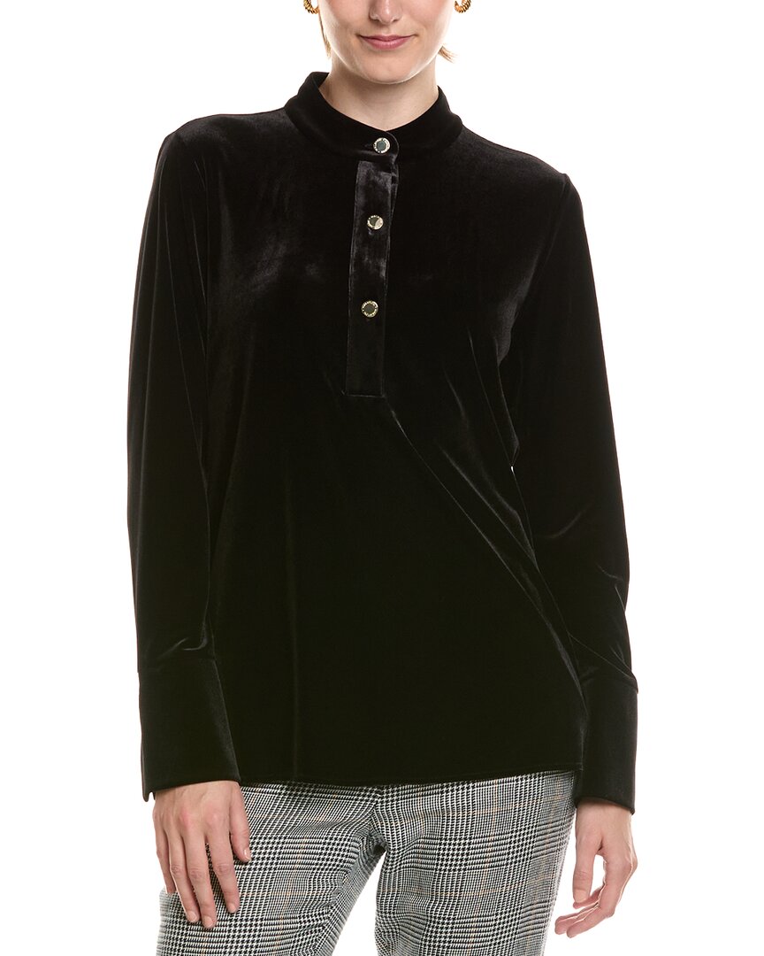 Halston Halston Velvet Mandarin Collar Top