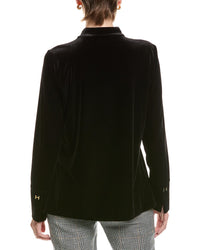 Halston Halston Velvet Mandarin Collar Top