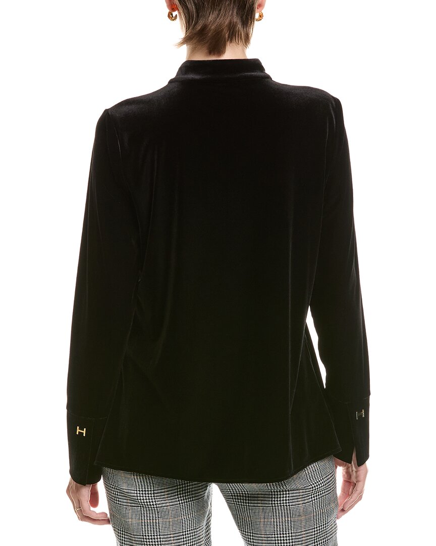 Halston Halston Velvet Mandarin Collar Top