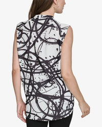 Halston Halston Printed V-Neck Top
