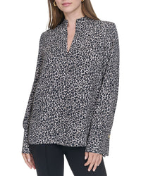 Halston Halston Printed V-Neck Top