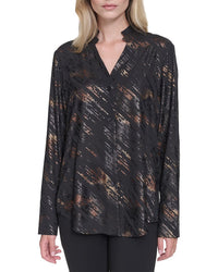 Halston Halston Printed V-Neck Top