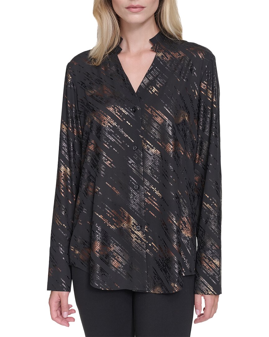 Halston Halston Printed V-Neck Top