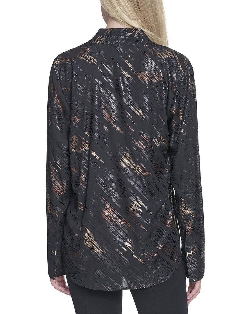 Halston Halston Printed V-Neck Top