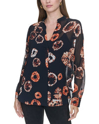 Halston Halston Printed V-Neck Top