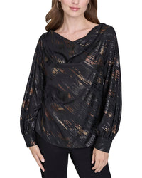Halston Halston Printed Boat Neck Top