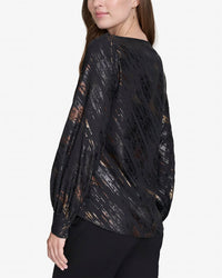 Halston Halston Printed Boat Neck Top