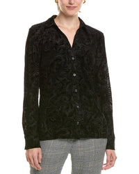 Halston Halston Paisley Velvet Button-Up Top
