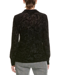 Halston Halston Paisley Velvet Button-Up Top