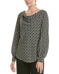 Halston Halston Printed Cowl Neck Top