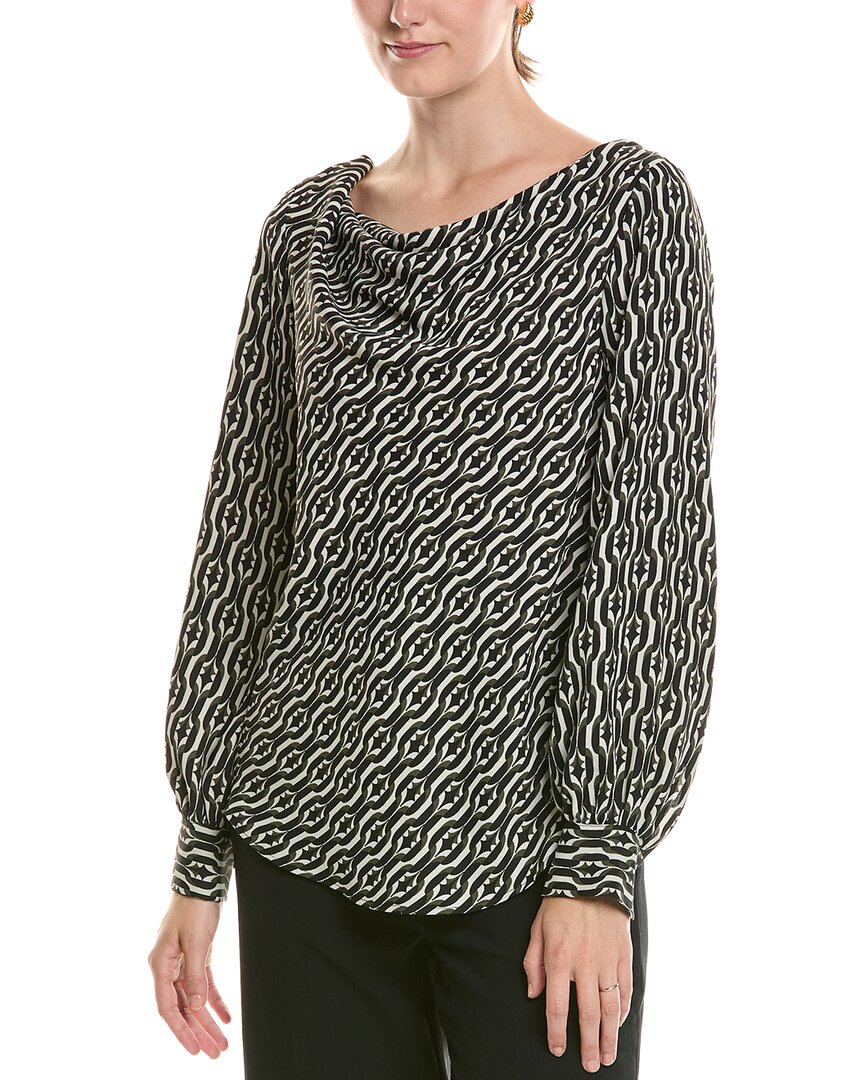Halston Halston Printed Cowl Neck Top
