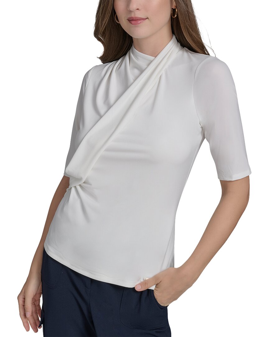 Halston Halston Drape Front Jersey Top