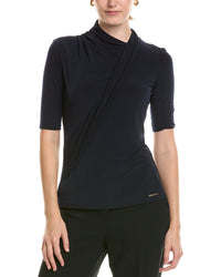 Halston Halston Drape Front Jersey Top