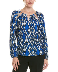 Halston Halston Printed Chain Neck Blouse