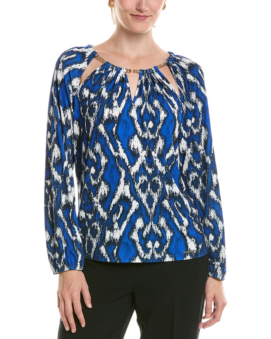 Halston Halston Printed Chain Neck Blouse