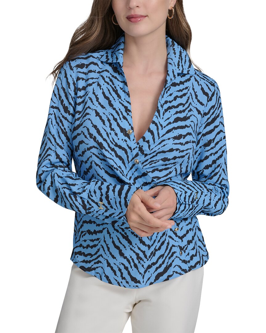 Halston Halston Printed Faux Wrap Blouse