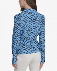 Halston Halston Printed Faux Wrap Blouse