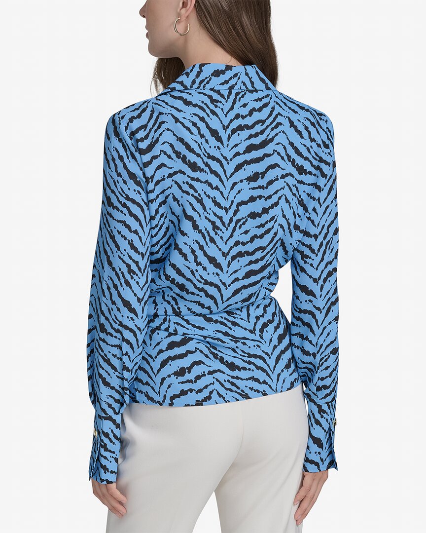 Halston Halston Printed Faux Wrap Blouse