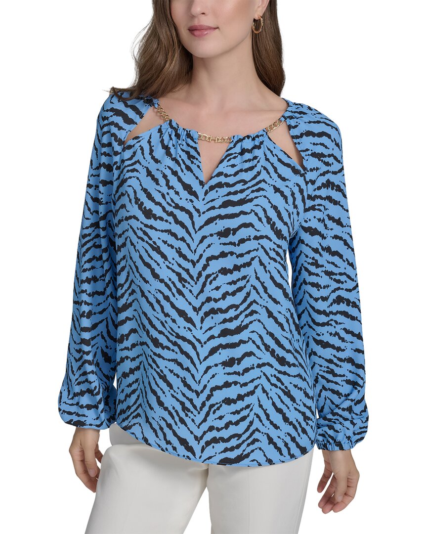Halston Halston Printed Chain Neck Blouse
