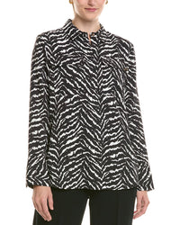 Halston Halston Printed V-Neck Tie-Front Blouse