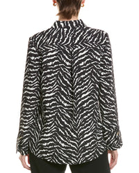 Halston Halston Printed V-Neck Tie-Front Blouse