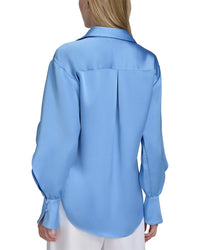 Halston Halston Ruffle Sleeve V-Neck Blouse