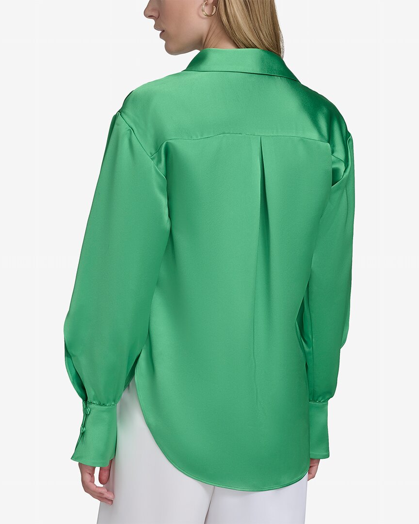 Halston Halston Ruffle Sleeve V-Neck Blouse