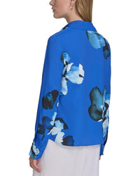 Halston Halston Printed Cowl Neck Top