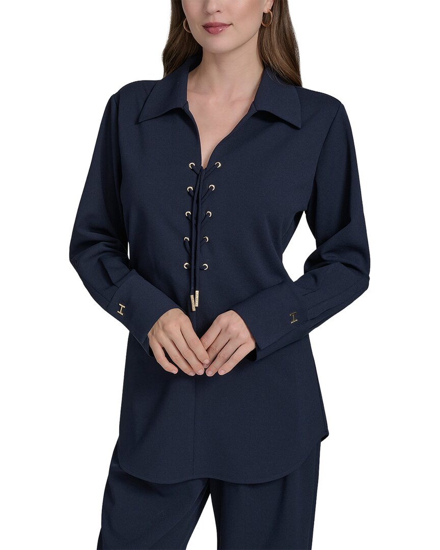 Halston Halston Lace-Up Blouse