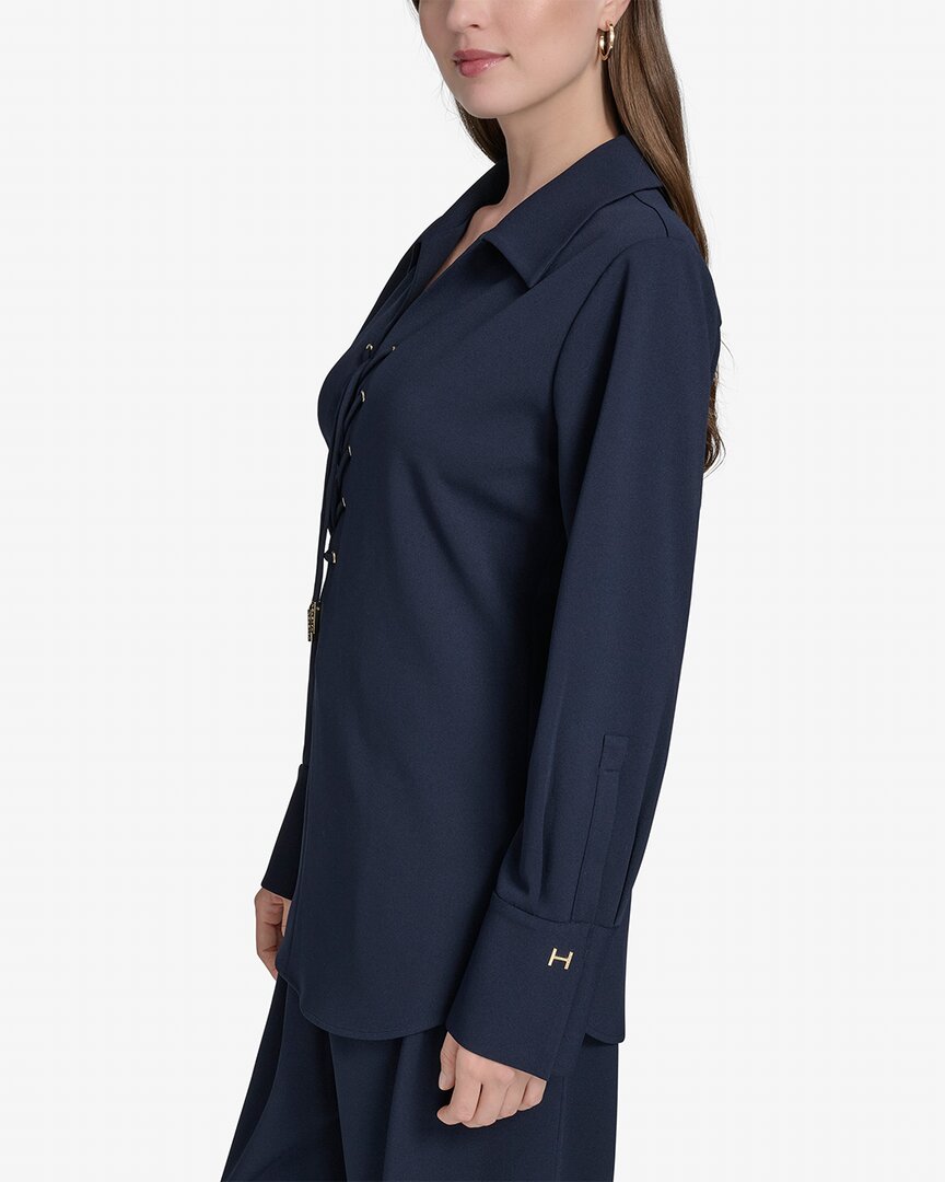 Halston Halston Lace-Up Blouse