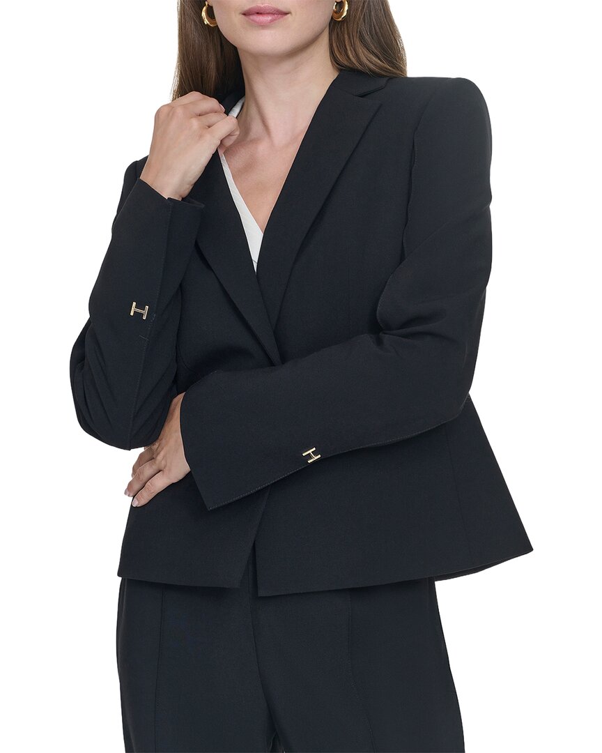 Halston Halston One-Button Notch Lapel Blazer