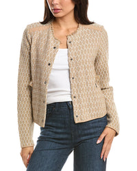 NIC & ZOE Nic & Zoe Brocade Fringe Knit Jacket