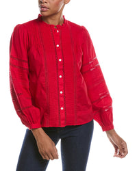 Madewell Madewell High Neck Lace Insert Pintuck Top