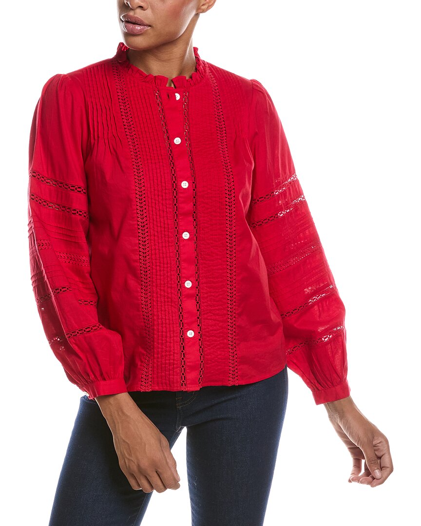 Madewell Madewell High Neck Lace Insert Pintuck Top