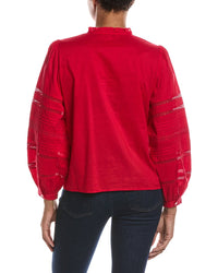Madewell Madewell High Neck Lace Insert Pintuck Top