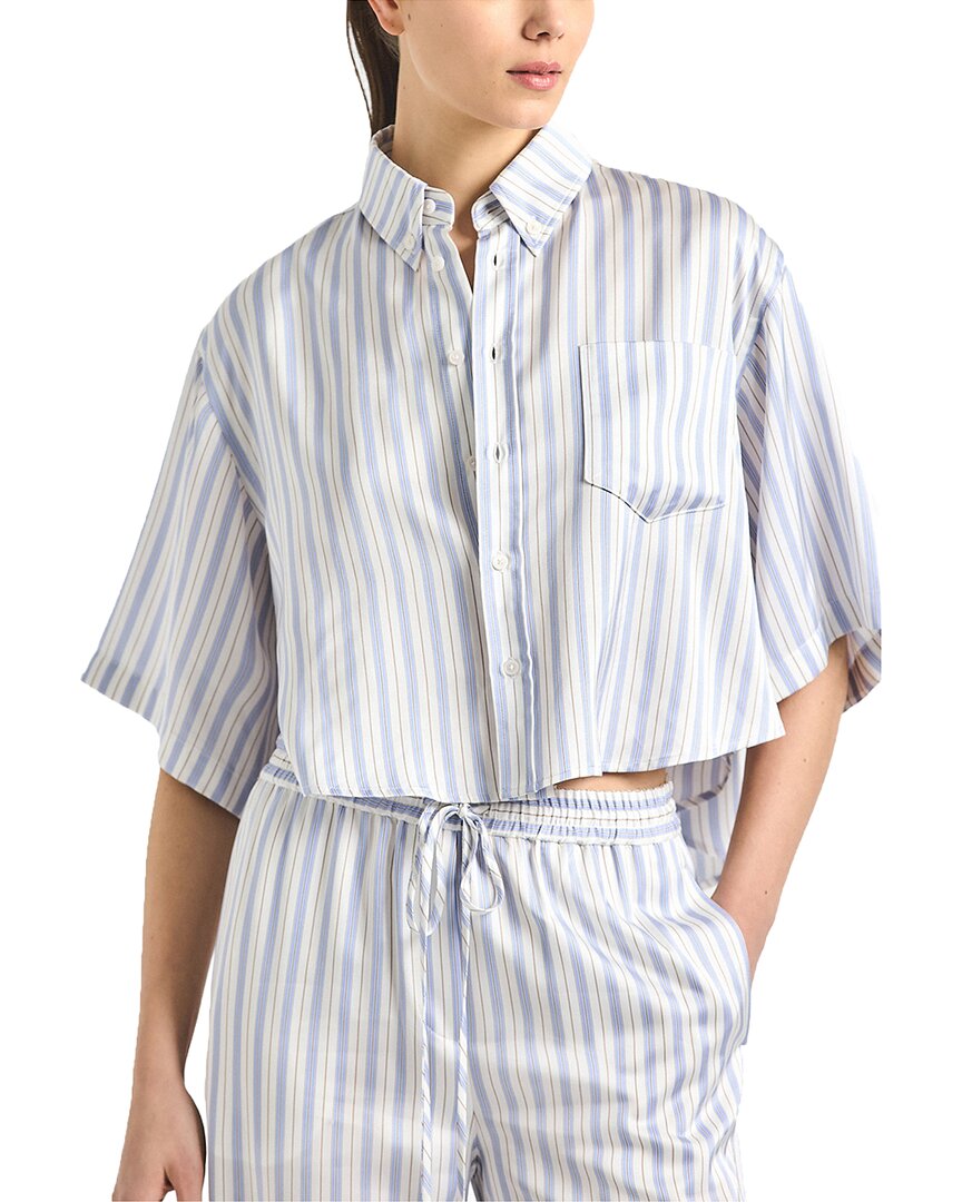 Derek Lam 10 Crosby Derek Lam 10 Crosby Ember Striped Satin Twill Crop Button Down Shirt