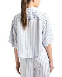 Derek Lam 10 Crosby Derek Lam 10 Crosby Ember Striped Satin Twill Crop Button Down Shirt