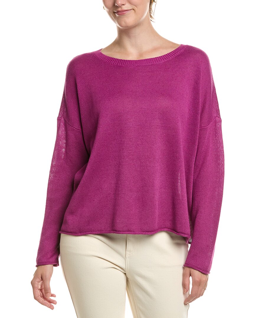 EILEEN FISHER Eileen Fisher Crew Neck Linen-Blend Sweater