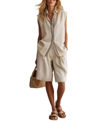 Olivia Taylor Olivia Taylor Linen Top & Short Set